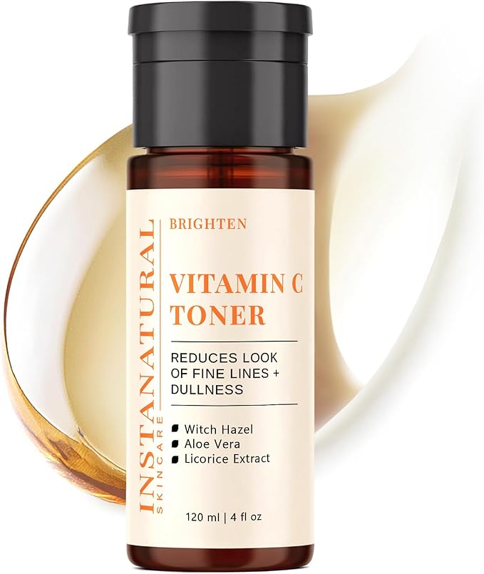 InstaNatural Vitamin C Face Toner, Brightens, Balances pH and Reduces Signs of Aging, Fine Lines and Wrinkles, with Witch Hazel, Lavender and Geranium Oils, 4 Fl Oz