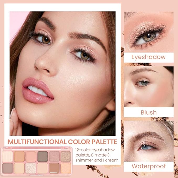AMY'S DIARY 12Color Light Pink Purple Eyeshadow Palette, Long-Lasting, and Highly Pigmented. Elevate Your Eye Makeup– Unleash Your Unique Style (05#)
