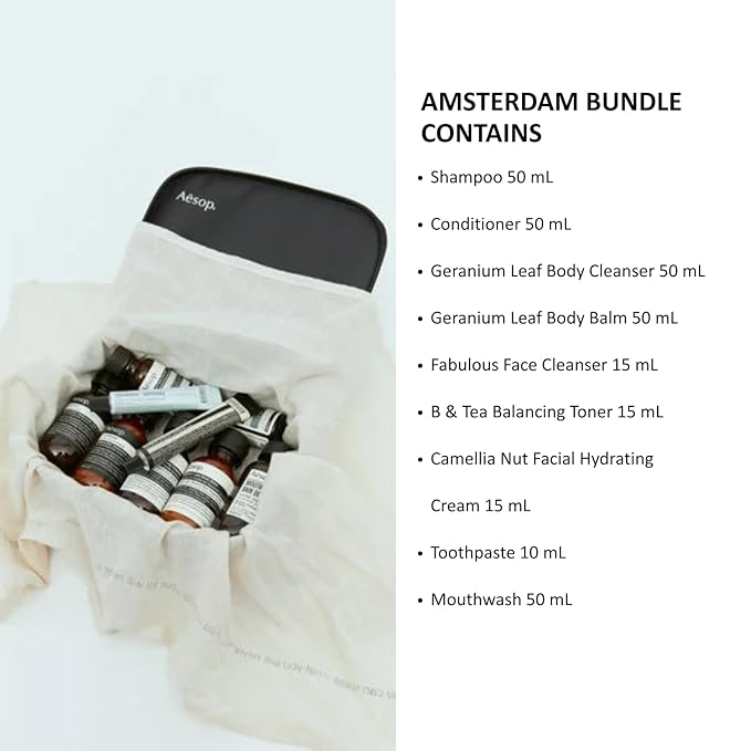 Aesop Amsterdam Travel Kit | Unisex Luxury Skincare & Haircare Set for Travel | TSA-Approved