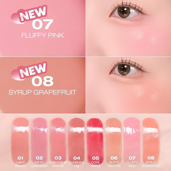 PERIPERA SYRUPY TOK CHEEK 5 Colors, Liquid Blush, Dewy Finish and Hydrates All day, Soft Velvet Texture Face Cheek Tint (07 AIRY PINK, One Size)