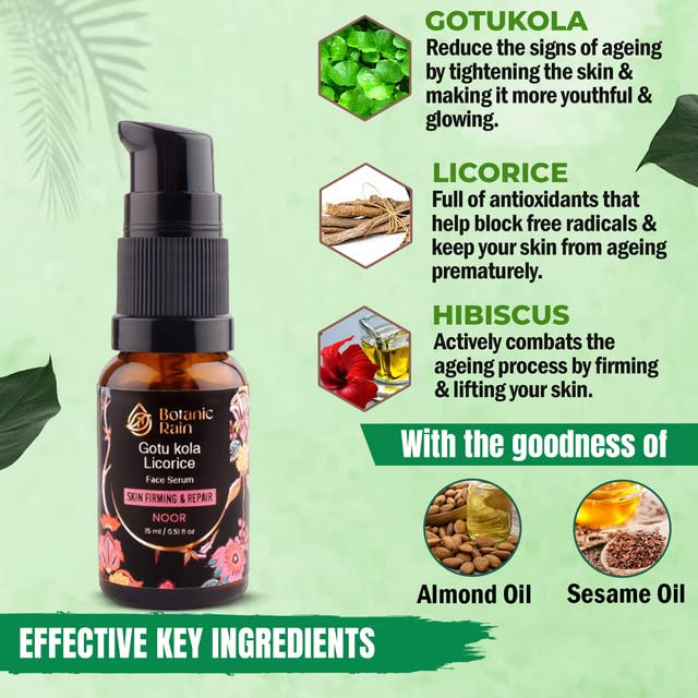 Ayurveda Face Oil with Gotukola, Licorice & Organic Vitamin C – Anti-Aging, Hydrating Face Serum for Crepey & Mature Skin – Natural, Vegan & Ayurvedic – 0.51 fl oz