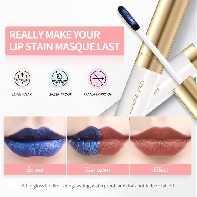 Matte Lip Stain Wipe Off Masque - Peel Off Lip Stain Tattoo, All Day Peel Off Lip Tint,Long Lasting Lip Mask,Waterproof Transfer-proof Lip Liner Peel Off Lip Gloss,Stay Lip Makeup 04#
