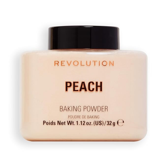 Revolution Beauty London, Loose Baking Powder, Makeup Setting Powder, Long-Lasting Coverage, Mattifies & Reduces Shine, Peach, 1.12 oz