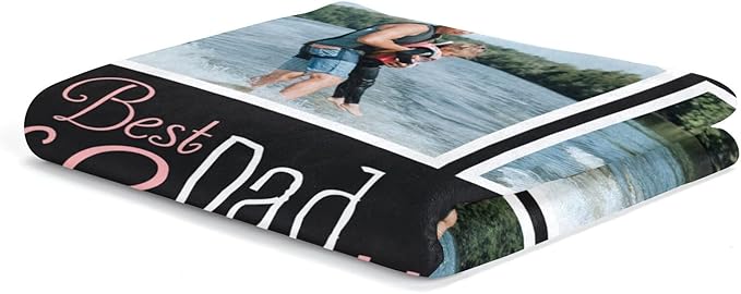Gifts for Dad Custom Blankets with Photos Personalized Photo Blankets with Picture for Dad, Customized Throws Blanket for Fathers Day Plush Best Daddy Ever Family Husband Men Birthday