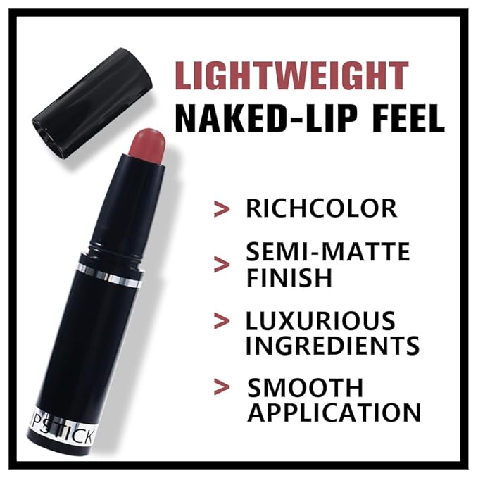 Nude Brown Matte Lipstick Crayon Pencil Set,Velvet Lip Stick for Women 24 Hour Long Lasting Waterproof Lip Liner,Magic Lipstick 24 Hours Original Lip Liner Makeup Stain Long Lasting Waterproof