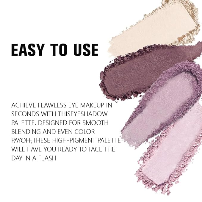 Kaely Powder Eyeshadow Quad, Light Violet Shimmer Eyeshadow Palette Makeup, Neutral Eye Shadow Palette for Older Women Pigmented Waterproof, sombras para ojos, Blendable, Cruelty-free, 02