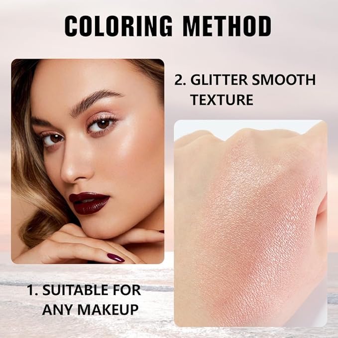 Glittler Single Eye Shadow Palette Makeup, Champagne Shimmer Monochrome Eyeshadow For Old Women, Pigmented Waterproof Sombras Para Ojos, Vegan, Talc, Paraben & Cruelty Free, 03