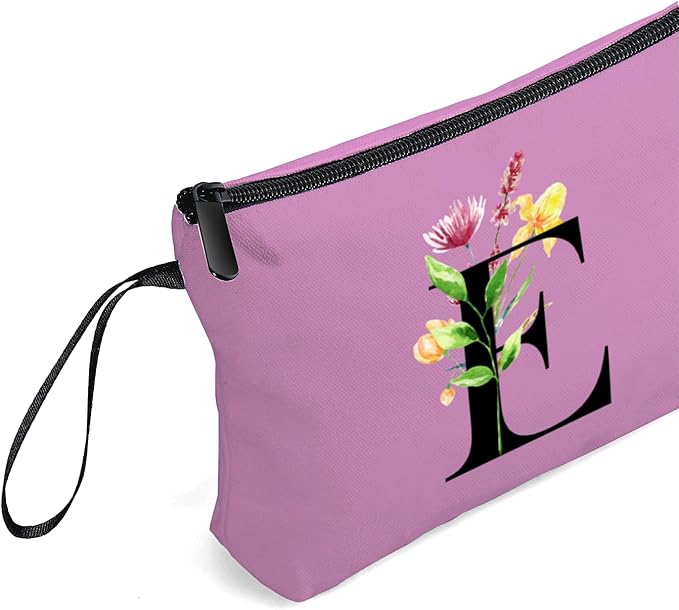 Women Birthday Unique Bride to be Bridal Shower Initial Gifts for Mom Sister Friend Her Teacher Aunt Makeup Cosmetic Bag with Mirror Mothers Day Christmas Graduation E