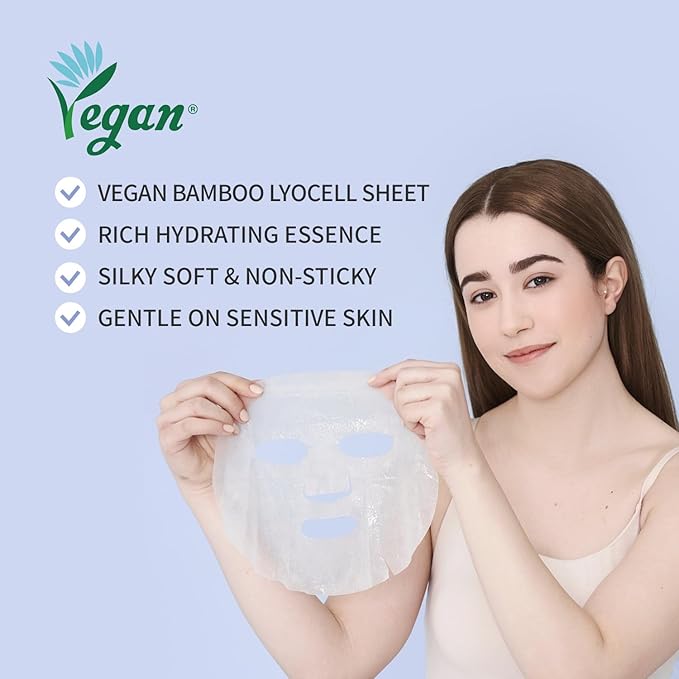 #OOTD Collagen Hydrating Sheet Masks for Face Korean Anti Aging Mask Sheet for Dry Skin & Sensitive Skin, EVE Vegan, Not Tested on Animals, No Parabens, No Sulfates, Hyaluronic Acid, Witch Hazel 10EA