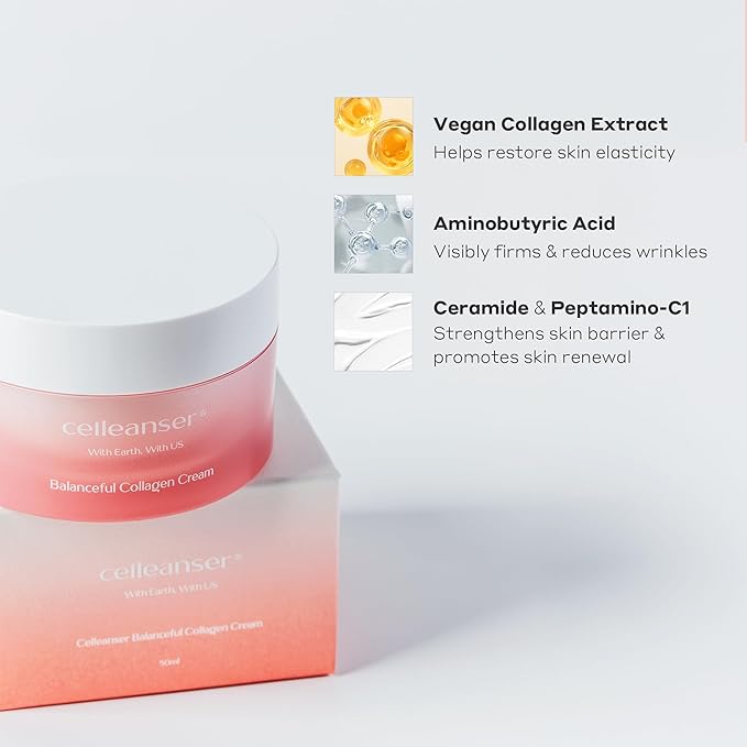 Balanceful Vegan Collagen Cream - Hydrating & Firming Face Moisturizer for Wrinkles, Anti-Aging, 50ml, 1.69 fl.oz