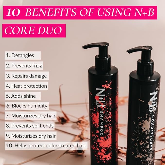N+B Core Collection | Paraben-Free | For All Hair Types and Textures | Strengthens and Hydrates | Made in the USA (Shampoo/Conditioner)