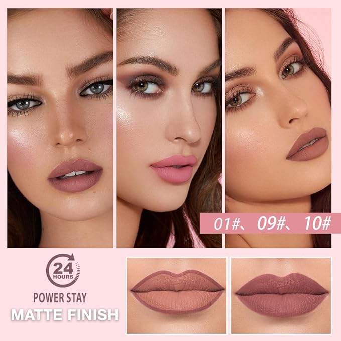 6Pcs 2 in 1 Matte Lipstick Lip Liner Pencil Set,Waterproof Lip Stick Lip liner Combo for Old Women Long Lasting Lipstick Crayon,labiales mate 24 horas originales