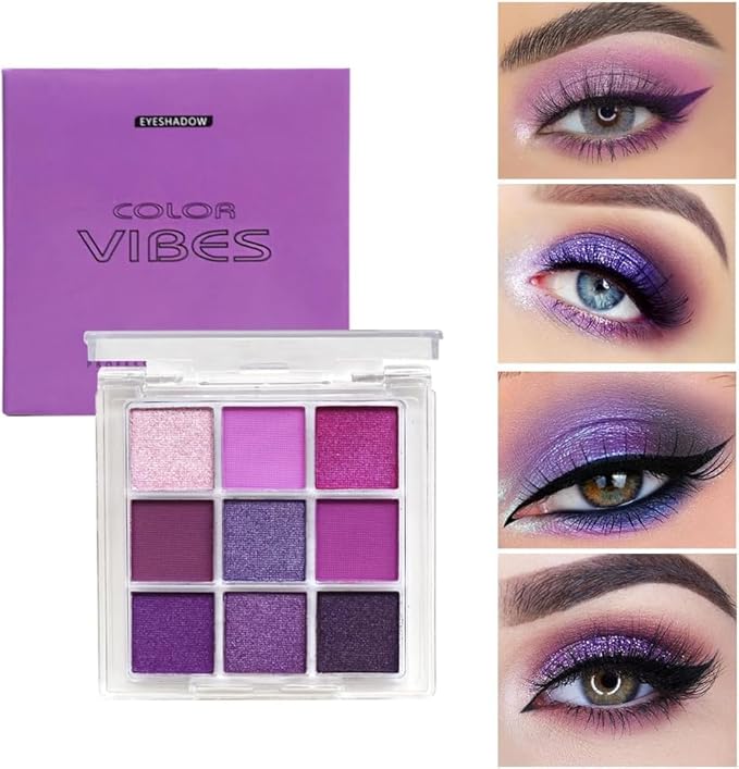 URQT 4 Pack/Set Eyeshadow Palette Set - Rich Colors Eye Makeup Kit, Black, Blue, Green, Purple Eyeshadow Shades, Natural Nude Matte Shimmer Glitter Naked Eye Shadow Pallete Set