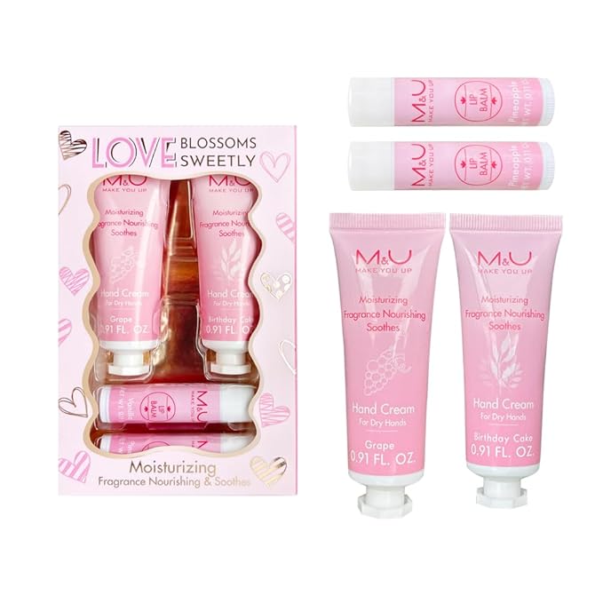 4 Piece Lip & Hand Luxury Set | 2 Moisturizing Balms + 2 Hydrating Creams, Vegan Skincare Essentials for Adults & Youths