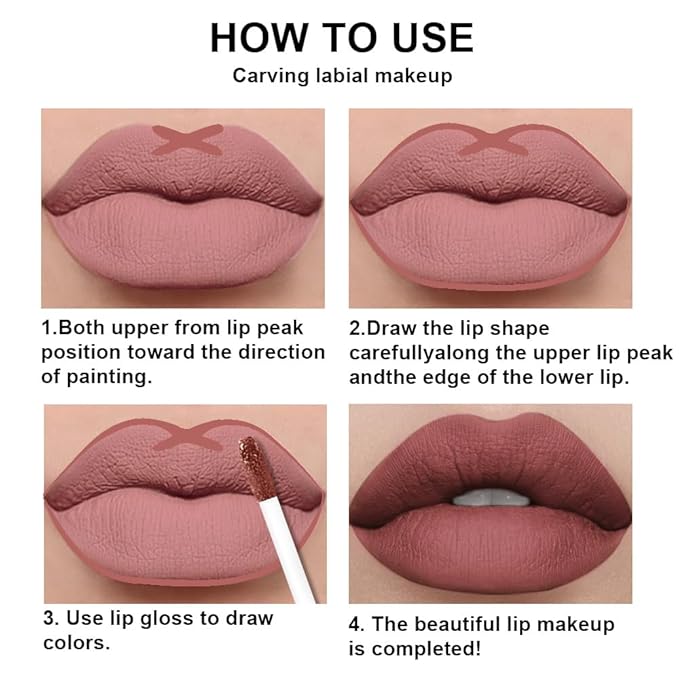 AMY'S DIARY 2Pcs Rosewood Brown Matte Lip Liner and Lipstick Makeup Set, Green Lip Stain Lip Gloss Matt Liquid Lipstick 24H Long Lasting lapiz labiales mate 24 horas originales larga duracion (57#)