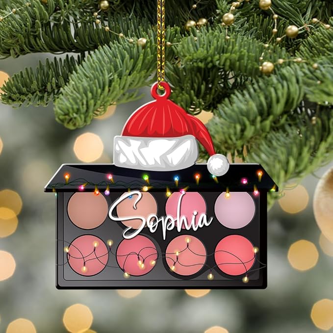 Personalized Name Comestic Shape Flat Ornament Makeup Ornament Girl Makeup Artist Christmas Ornament Makeup Stylist Ornament 93