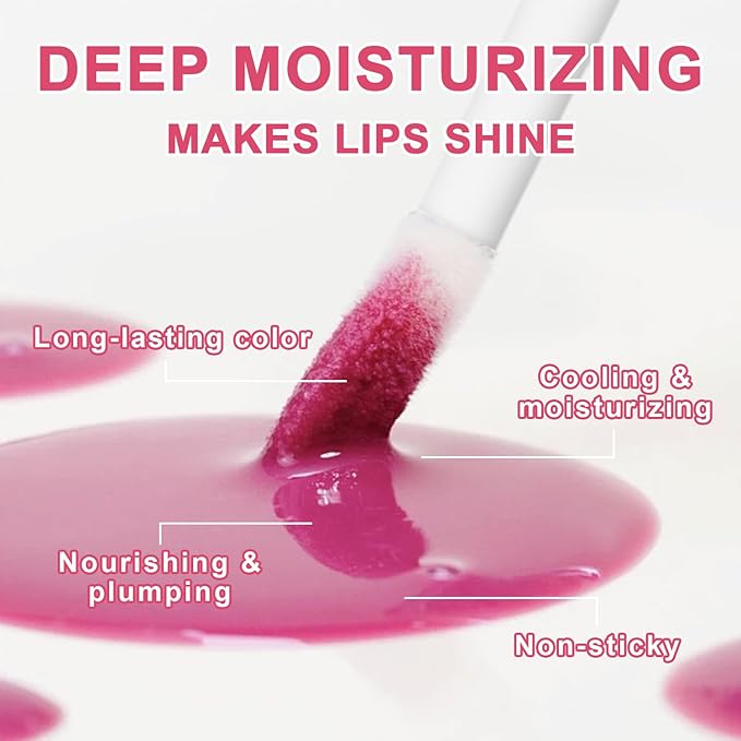 6 Colors Lip Tint Stain Set, Watery Lip Stain Mini Liquid Matte Lipstick, Multi-use Lip Cheek Tint, Moisturizing Plump Lip Gloss, Lightweight Non-Sticky, Long Lasting, Vivid Lip Care Makeup (6 Colors)