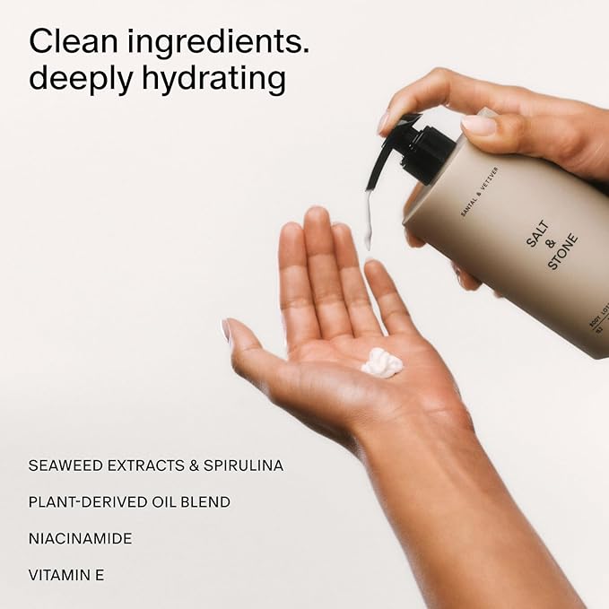 Salt & Stone Body Lotion for Women & Men| Scented Daily Body Lotion | Hydrates, Nourishes & Softens Skin | Restores Dry Skin | Fast-Absorbing | Cruelty-Free & Vegan (450 ml) (Santal & Vetiver)