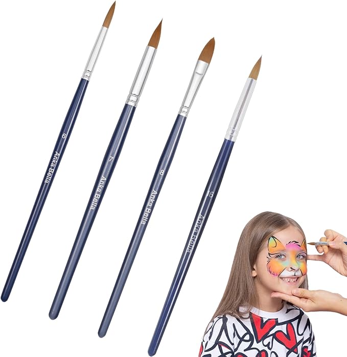Anka Bella Professional Paint Brushes,4pcs Artist Face Paint Brushes for Drawing Petal