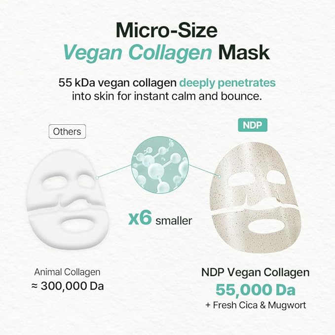 NDP Collagen Cica Cooling Hydro Mask – World’s First Freeze-Ready Hydrogel Face Mask with 55,000Da Vegan Collagen, Real Mugwort & Centella – Korean Mask for Sensitive Skin, 36g x 4ea
