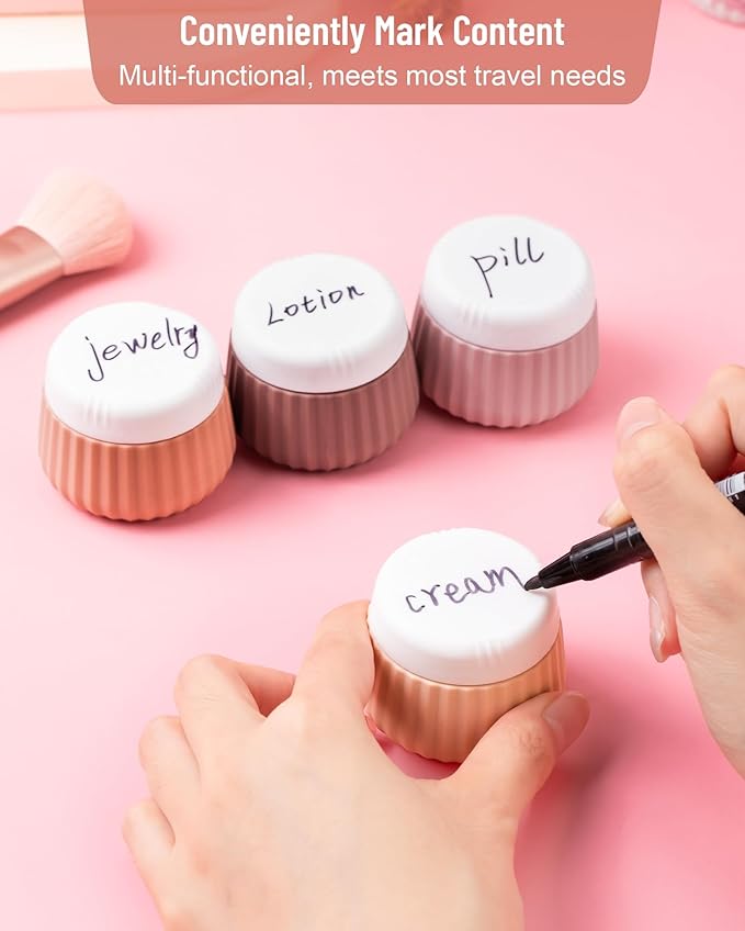 Travel Containers for Toiletries 4 Pack, TSA Approved Travel Size Toiletries, Portable Size Containers, With Clear Bag Leak Proof Silicone Jars, Essentials Creams Jars Carrying Small Items