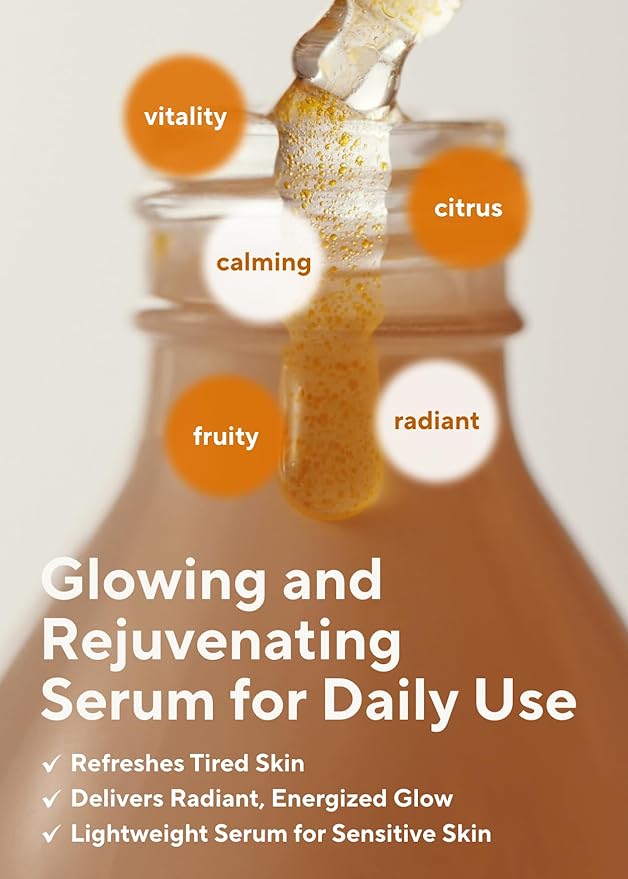 AROMATICA Glow Vita C Toning Serum Orange & Neroli - Orange Vitamin C Serum for Face with Hyaluronic Acid for Sensitive Skin (30ml/1.01 fl. oz)