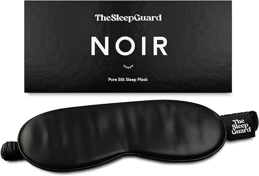 TheSleepGuard Pure Silk Sleep Mask [100% 6A Mulberry Silk, 22 Momme] Light Blocking Travel Essentials. Eye Masks for Sleeping. Black Oeko-Tex Blindfold. Eye Covers for Men & Women