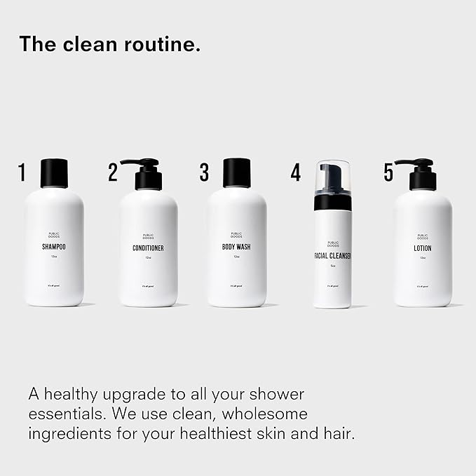 Public Goods Body Wash for Men and Women | Natural Soap for Bath & Shower | Body Scrub Made with Organic Essential Oils | Sulfate & Paraben Free | Vegan Friendly | 12 Fl Oz Bottle (Pack of 2)