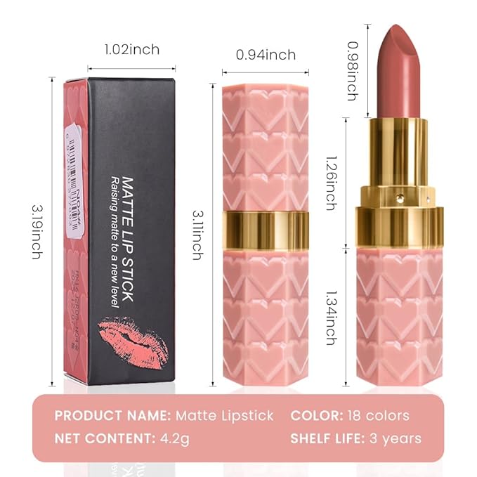 evpct 1Pcs Nude Beige Lipstick, Silky Velvet Matte Lipstick Pack Sets for Women, Long Lasting Smudge Proof Lipstick Lip Stain Makeup Kit matte lipstick 24 hours original N01
