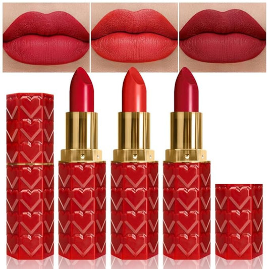 3 Pcs Matte Velvet Lipstick for Women Set,Nude Long Lasting Matte Lip Stick 24H Waterproof for Girls Natural Lip Makeup,Matte Non-Stick Lipstick Makeup for Women,labiales magicos 24 horas originales