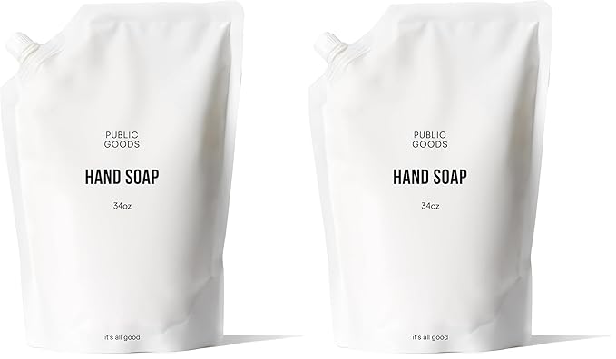 Public Goods Hand Soap | Cleansing Soap for Kitchen & Bathroom | Made with Natural Essential Oils | Paraben & Sulfate Free | Vegan Friendly | 34 Fl Oz Refill (Pack of 2)
