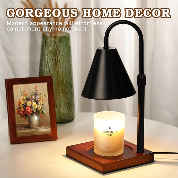 Modern Candle Warmer Lamp with Timer, Dimmable Candle Lamp Warmer, Men Women Christmas Birthday Gift, Black Candle Warmer, Adjustable Candle Light Warmer, Cozy Living Room Bedroom Home Decor
