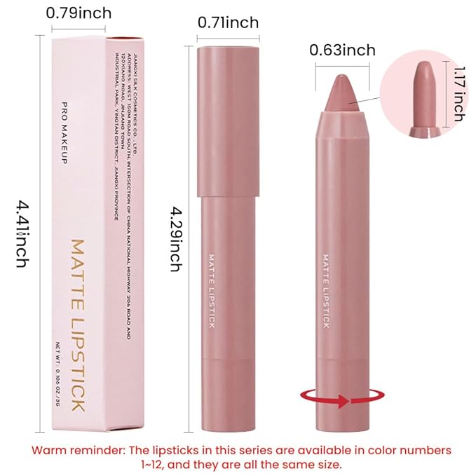 BINGBRUSH Crayon Matte Longwear Lipstick Pack Set,Moisture Smooth Color Stick Ultimate Lip Crayon for Makeup Collection - 24 hour lipstick waterproof and smudge proof Velvet Lipgloss (07#)