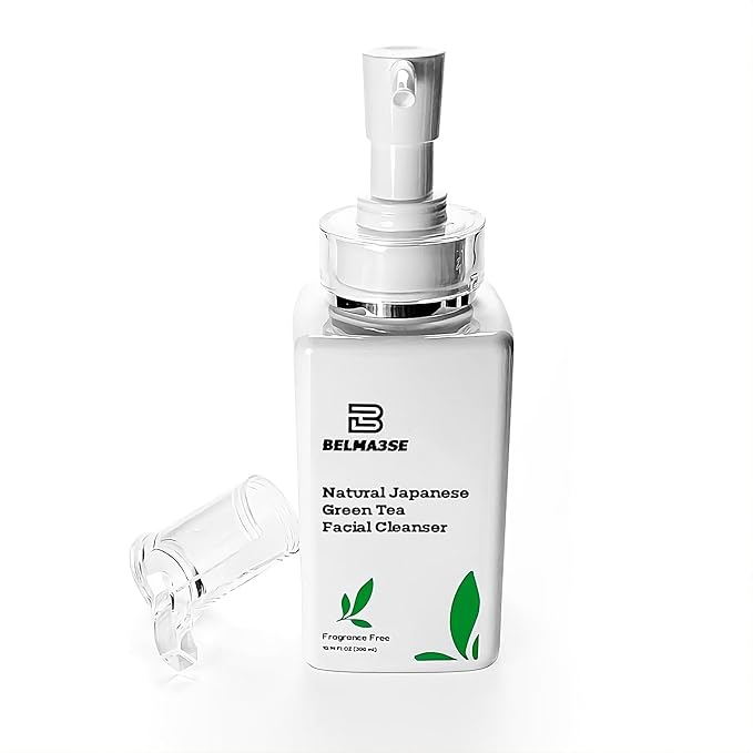 Natural Japanese Green Tea Facial Cleanser – Foaming Face Wash for Sensitive Skin with Aloe Vera, Chamomile & Cucumber | Hydrating Sulfate Free Green Tea Face Wash & Cleanser (10.14 fl oz / 300ml)