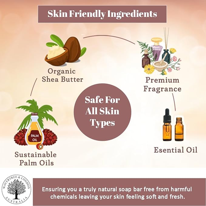 Wavertree & London English Rose Scented Natural Soap Bars for Women & Men (2 x 7oz) – Moisturizing Triple-Milled Soap Bars Enriched with Shea Butter – Plant-Based Bath & Body Bar for All Skin Types