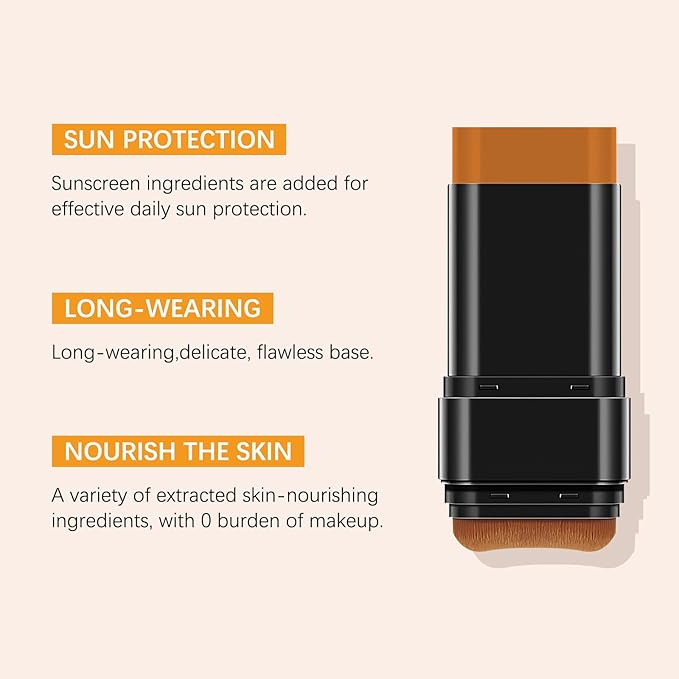 3-in-1 Anti-wrinkle Long-Lasting Hydrating Foundation Stick, Concealer, Multi-Use Coverage Cream, Natural Matte Finish for All Skin Types (Dark)