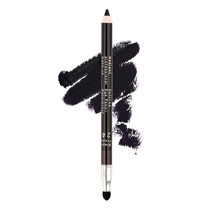 Radiant Professional Black Waterproof Eyeliner Pencil - Eyeliner Waterproof Smudge Proof for Woman - Long Lasting Under Eye Pencil for Smoky Eye - Soft Waterline Eye liner Smudger Tool, Prune (24)