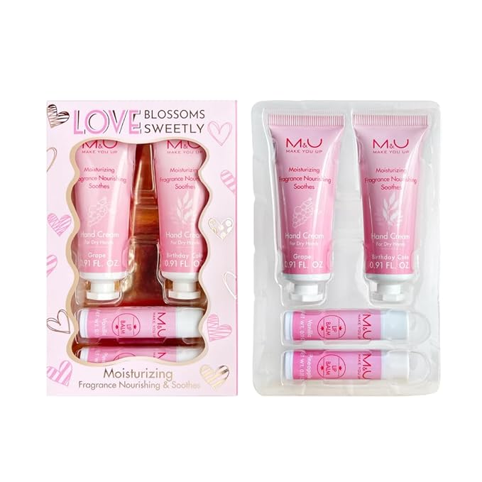 4 Piece Lip & Hand Luxury Set | 2 Moisturizing Balms + 2 Hydrating Creams, Vegan Skincare Essentials for Adults & Youths