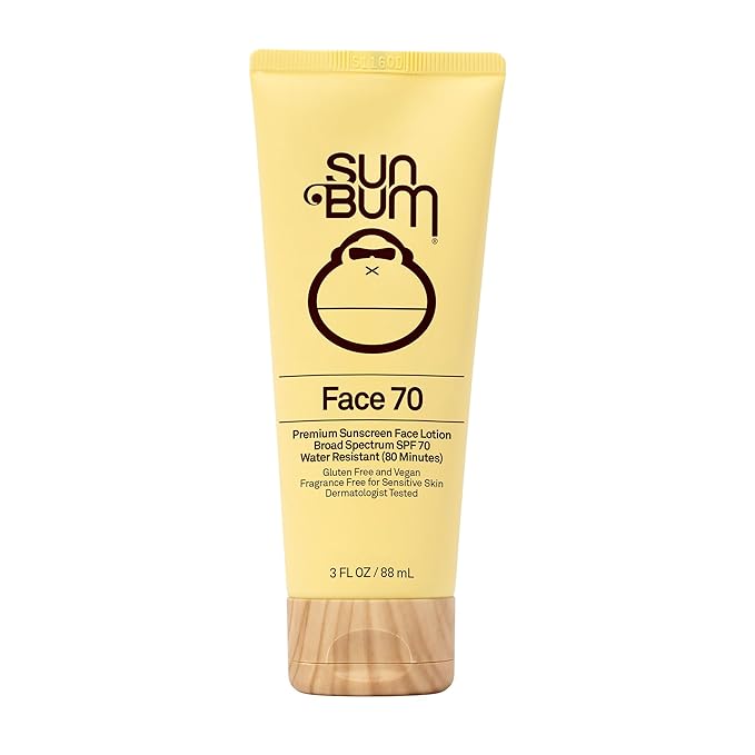 Sun Bum Original SPF 70 Sunscreen Face Lotion - Broad Spectrum Moisturizing Facial Sunscreen with Vitamin E - Fragrance Free - Travel Friendly - 3 oz