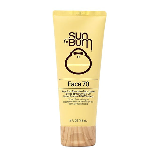 Sun Bum Original SPF 70 Sunscreen Face Lotion - Broad Spectrum Moisturizing Facial Sunscreen with Vitamin E - Fragrance Free - Travel Friendly - 3 oz
