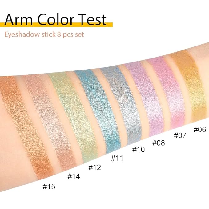 AMY'S DIARY Cream Eyeshadow Stick Set, Waterproof Pearl White, Black, Grey, Silver Shimmer Metallic Eyeshadow Crayon (Set06)