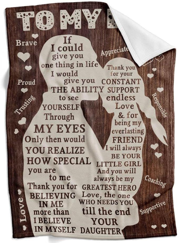 Fathers Day Blanket Gifts for Dad from Daughter, Best Dad Ever Blanket, Father Throw Blankets, 70" L x 50" W