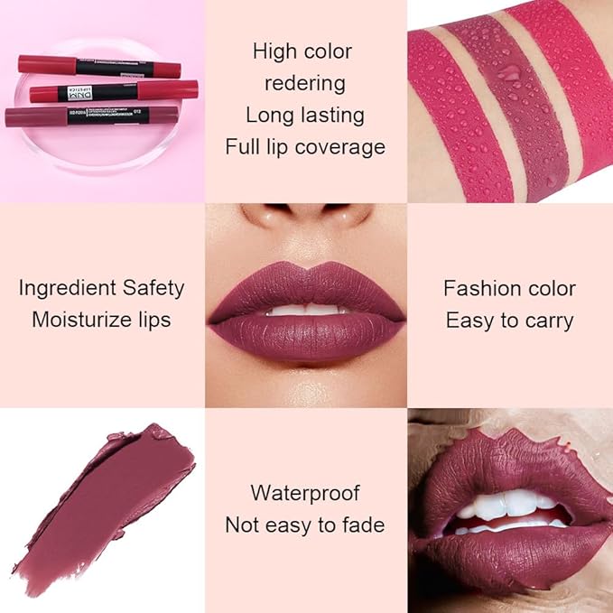 BINGBRUSH Smooth Longwear Lipstick Pack Set, Matte Color Stick Ultimate Lip Crayon for Makeup Collection - Waterproof Velvet Lipgloss Lip Stain (03#)