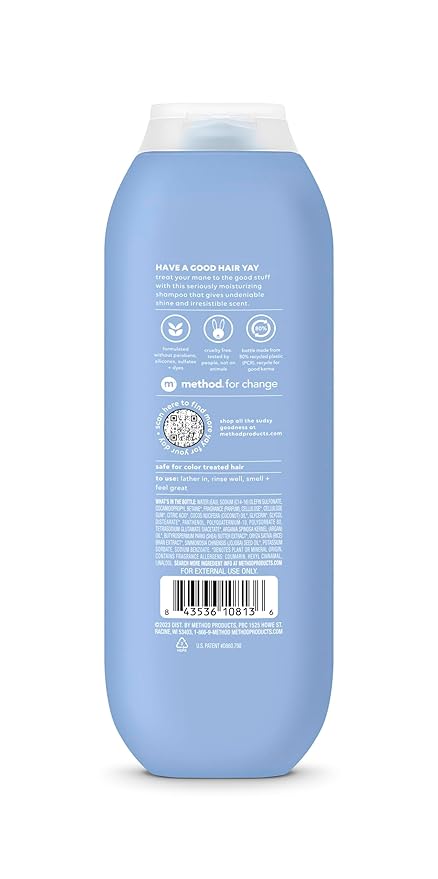 Method Moisturizing Shampoo, Simply Nourish with Shea Butter, Coconut, and Rice Milk Scent Notes, Paraben and Sulfate Free, 14 oz (Pack of 1)