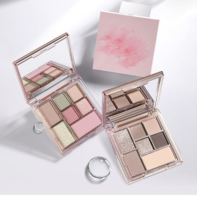 Nude Brown 7Colors Eyeshadow Makeup Palette with Mirror,Natural Neutral Eye Shadow Palettes for Older Women,Long Lasting Naturing-Looking,Lightweight,Waterproof,Eye Makeup Kit Travel Size,Vegan