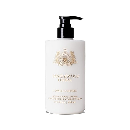Caswell-Massey Sandalwood Hand and Body Lotion for Dry Skin, Daily Moisturizing Lotion with Almond Oil, Shea Butter & Vitamin E, Fast-Absorbing Non-Greasy Hydrating Moisturizer, Pump Bottle 15.2 fl oz