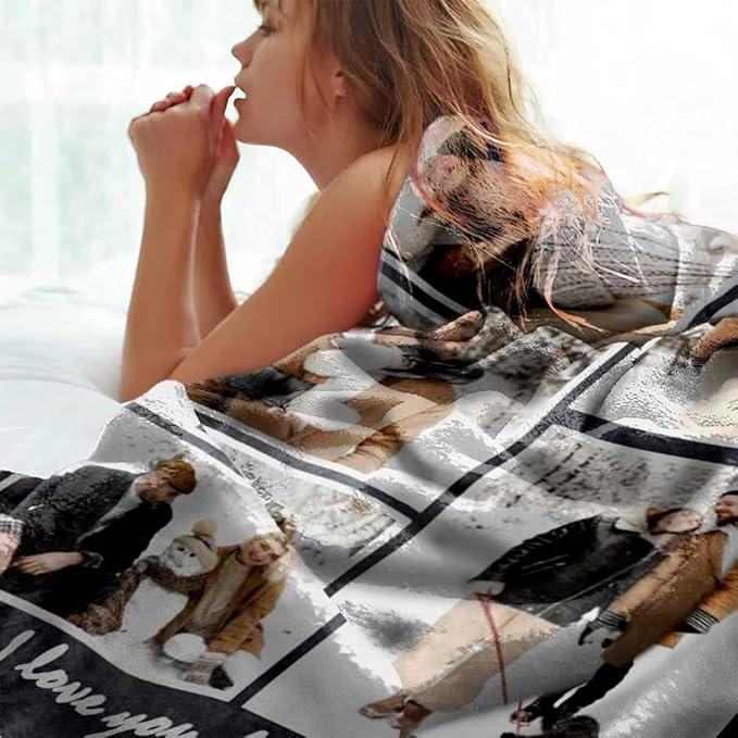 DayOfShe Printed in USA-Ships Next Day, Customized Photo Blanket Gifts for Women Girlfriend, Personalized Blankets with Picture for Mens Gifts I Love You Gifts for Couples