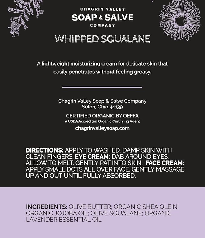 Chagrin Valley Soap & Salve Natural Eye & Face Moisturizer, Whipped Squalane Facial Moisturizer Face Cream with Jojoba Oil Organic, 1 Ounce, Morning and Night Cream