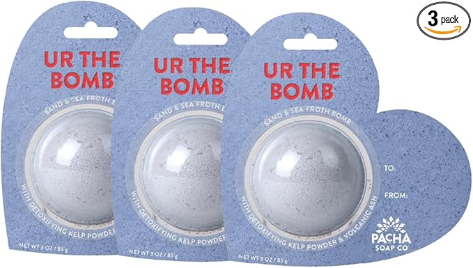 PACHA SOAP Co. Bath Bomb Cards, UR The Bomb, 3-Pack - Scents of Sand & Sea, Nourishing, Moisturizing, Naturally Derived & Handcrafted in The USA
