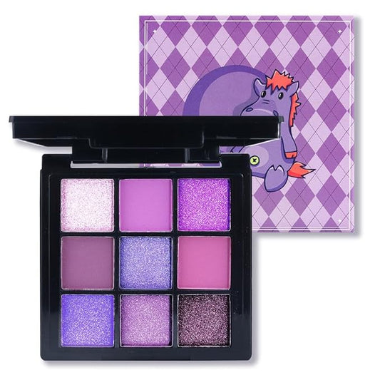 9 Colors Purple Smoky Matte Shimmer Eyeshadow Palette with Mirror for Eye Makeup,High Pigmented Eye Shadow Primers Powder Palet de sombras de ojos